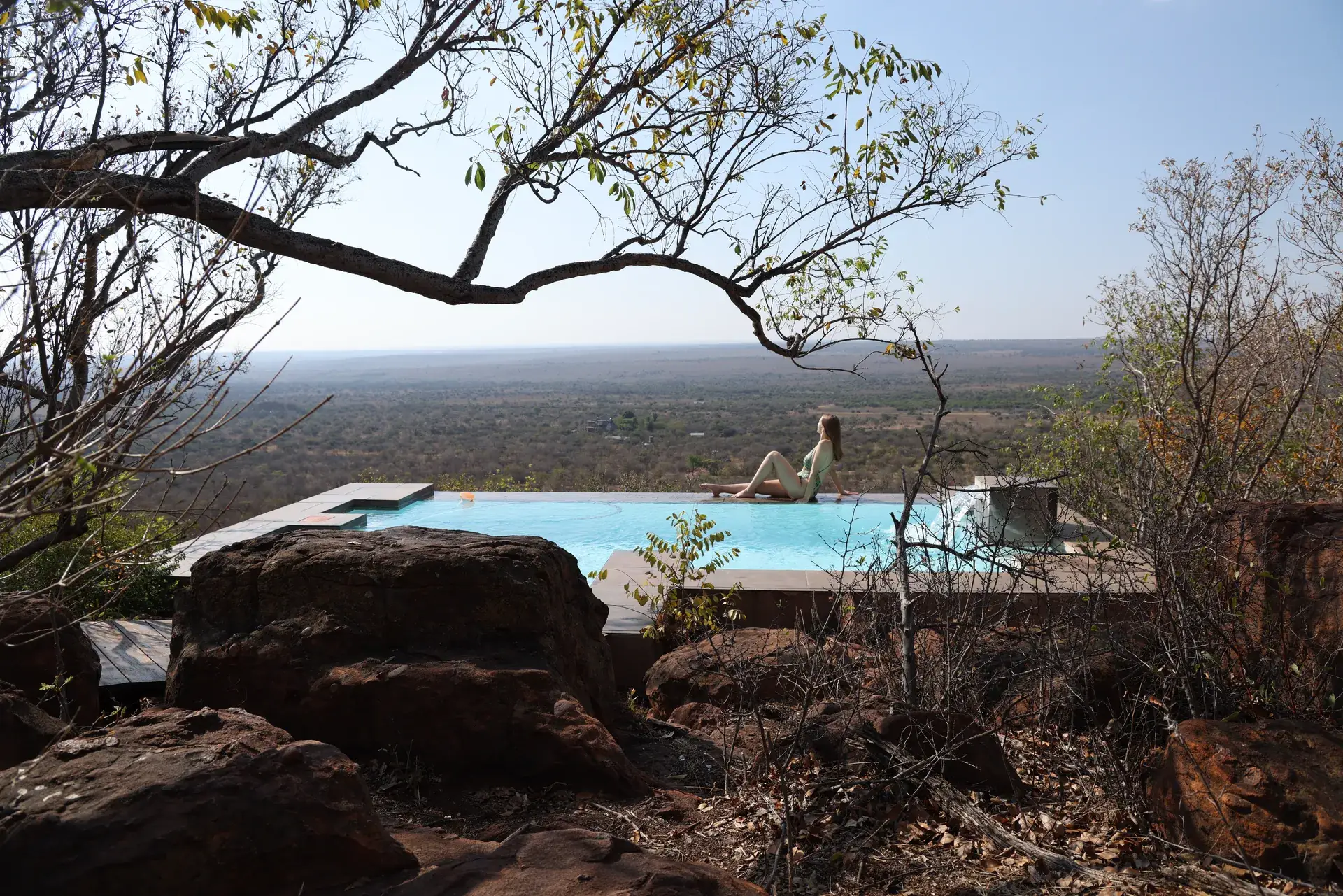 Pool and bushveld setting at the sanctuary